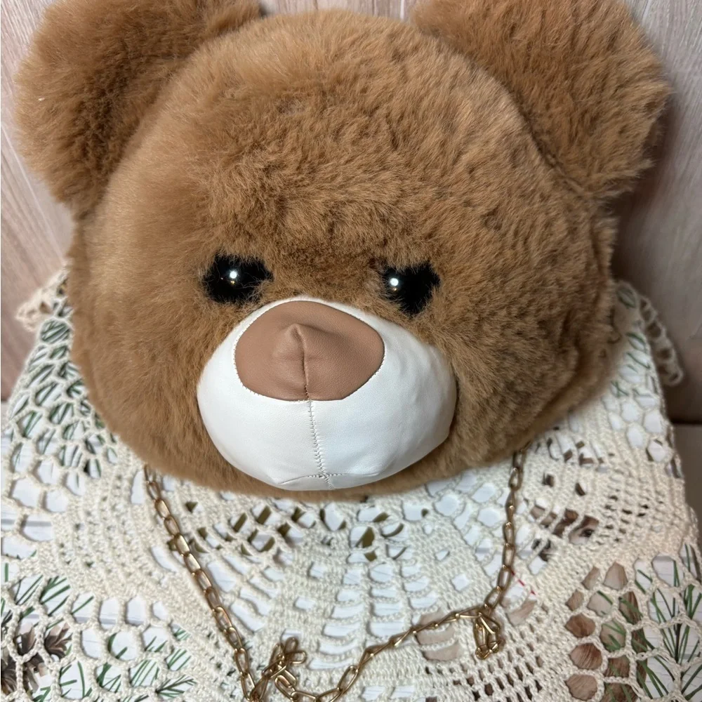 Brown Teddy Bear Crossbody Tote Bag